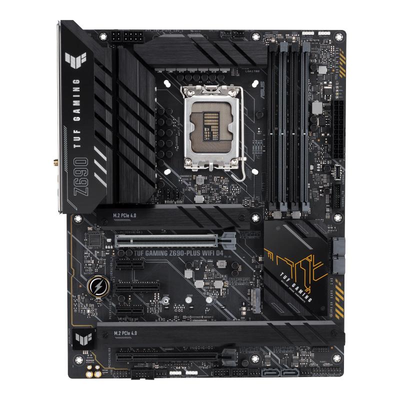 Asus tuf gaming z690-plus wifi d4 scheda madre gaming atx, intel z690, lga1700, ddr4, pci 5.0, 14+1 fasi alimentazione, 2.5gb lan, wifi 6, realtek 7.1 sorround, 4xm.2, sata 6gb-s, aura sync rgb, nero