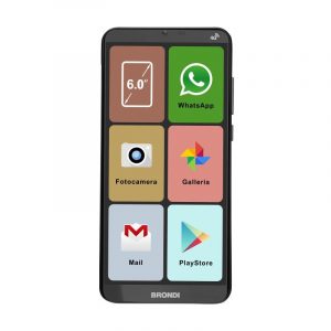 Brondi amico smartphone xl dual sim 6 easy smartphone 16gb ram 2gb icone grandi tasto sos 4g lte italia black