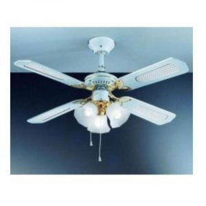 Perenz 7060b ventilatore da soffitto a 4 pale luce vetro satinato bianco