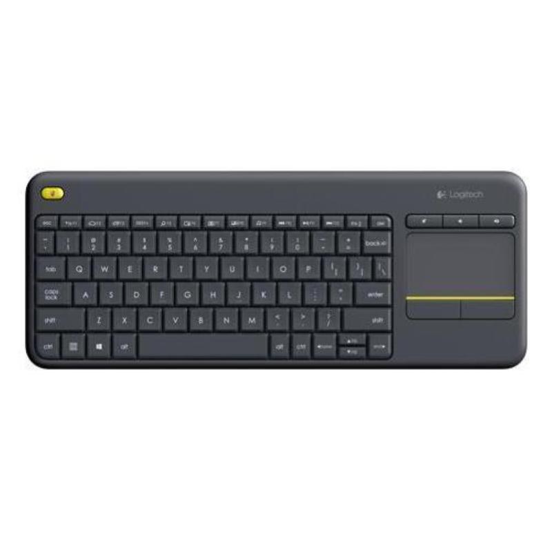 Logitech k400 plus tastiera wireless touch tv, facili controlli multimediali e touchpad integrato, tastiera htpc per tv collegata al pc, windows, android, chrome os, laptop, italiano qwerty - nero