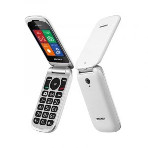 Brondi stone+ dual sim 2.4 clamshell flip attivo fotocamera tasti chiamata diretta torcia italia white