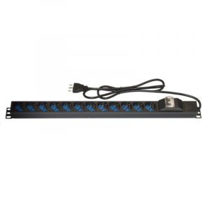 Link multipresa verticale a 12 porte per armadi rack con interruttore magnetotermico