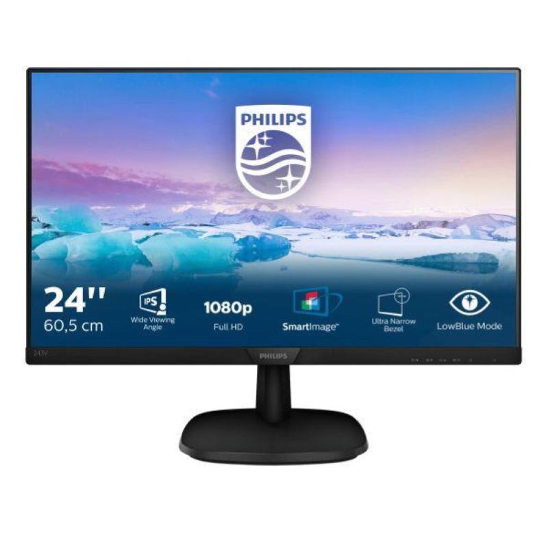 Philips monitor flat 24`` v-line 243v7qjabf led full hd ips 1000:1 tempo di risposta 4 ms