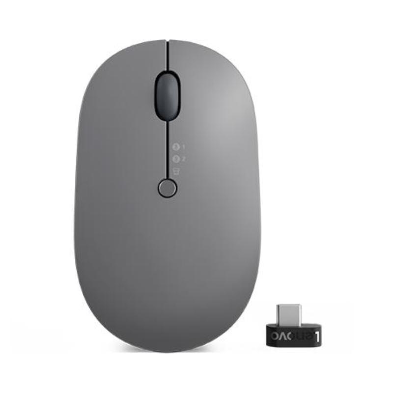 Lenovo go multi-device mouse ambidestro wireless a rf + bluetooth ottico 5 tasti 2400 dpi grigio
