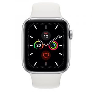 Apple watch series 5 gps + cellular 44 mm cassa in alluminio silver e cinturino sport bianco