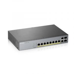 Zyxel gs1350-12hp-eu0101f switch gestito l2 8 x 10/100/1000 (poe+) + 2 x 10/100/1000 (uplink) + 2 x gigabit sfp (uplink) poe+ (130 w)