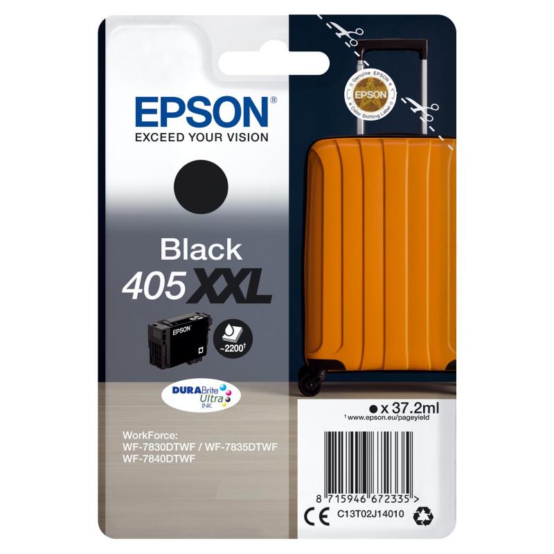 Epson 405 xxl cartuccia inchiostro nero 37.2 ml blister con allarme per workforce wf-7310dtw, wf-7830dtwf, wf-7835dtwf, wf-7840dtwf
