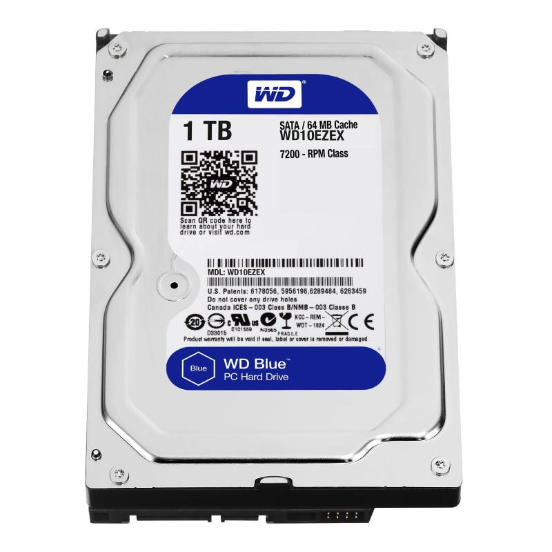 Western digital blue hdd interno 1.000gb sata iii formato 3.5 7.200 rpm garanzia italia (wd10ezex)
