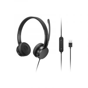 Lenovo cuffie con microfono on-ear stereo usb-a con controllo volume black