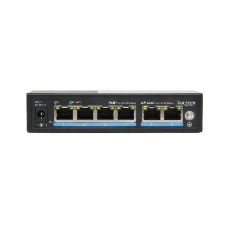 Vultech vs-poe2042fe-60w switch non gestito 6 porte 4 porte fast ethernet 10/100 poe 60 w + 2 x uplink 10/100m desktop