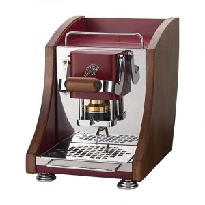 Faber agenta mini macchina per caffe` 500w pressacialda in ottone telaio in metallo cherry red e laterali in legno serbatoio 2 lt