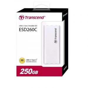 Transcend esd260c ssd 250gb esterno usb type-c velocita scrittura 460 mb/s velocita lettura 520 mb/s argento