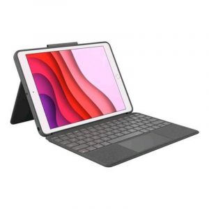 Logitech combo touch custodia con tastiera retroilluminata e rimovibile con trackpad e smart connector per ipad (9a 8a 7a gen)