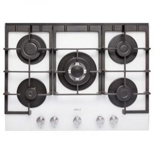 Elleci pkcq70296cs linea quadro piano cottura a gas 5 zone 1 tripla corona centrale griglie in ghisa 70 cm bianco assoluto