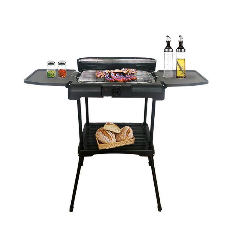 Ardes arbbq02 barbecue elettrico 2200w griglia in acciaio inox temperatura regolabile con piani d`appoggio e cavalletto nero