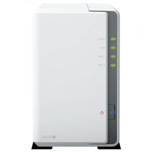 Synology diskstation nas chassis desktop cpu realtek rtd1619b 1.4ghz ram 1gb 2 bay hdd/ss 2.5/3.5 white