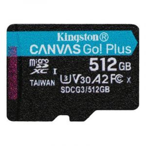 Kingston microsdxc canvas go plus 512gb classe 10 v30 a2 nero