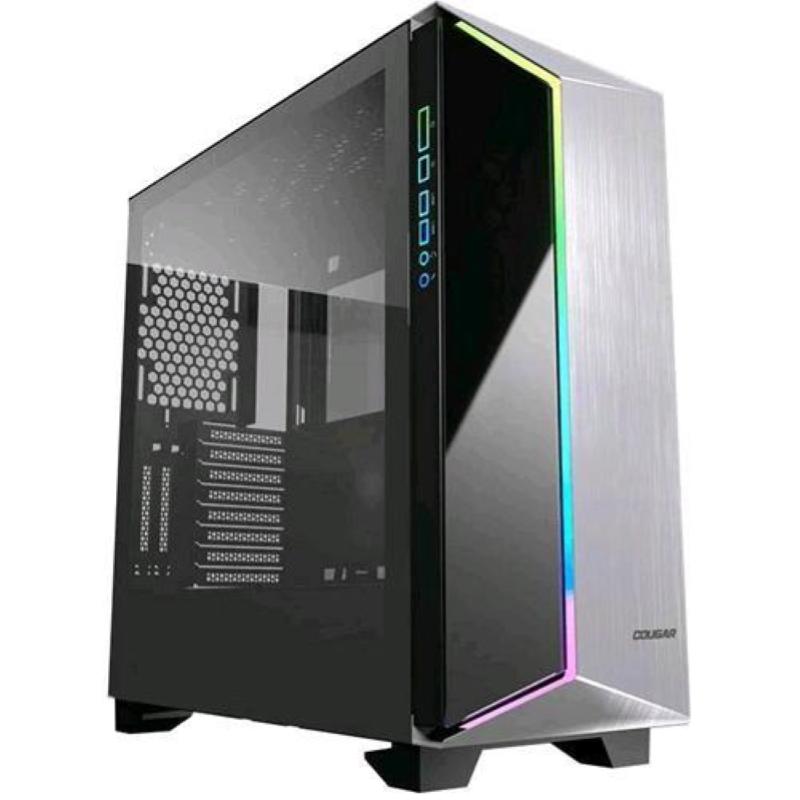 Cougar dark blader g premium mid tower gaming case in alluminio spazzolato e vetro pannello frontale con rgb e vetro laterale