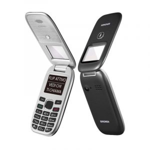 Brondi window telefono cellulare con apertura a conchiglia e flip attivo dual sim 1.77“ nero