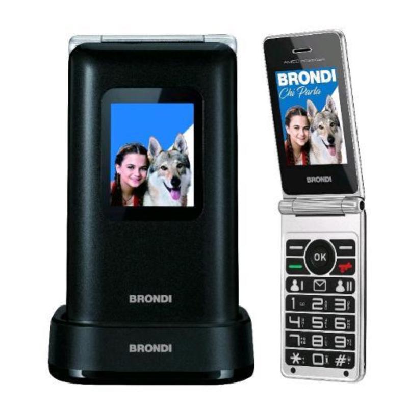 Brondi amico prezioso cellulare dual sim per anziani colore black metal