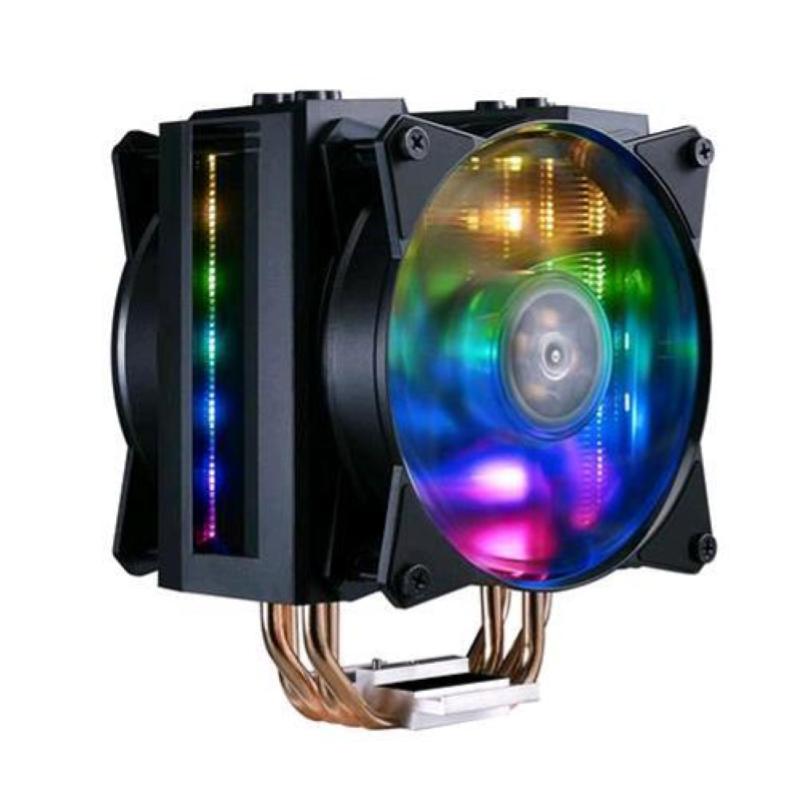 Cooler master ma410m rgb sistema di raffreddamento cpu - effetto ologramma argb, 4 tubi di calore cdc 2.0 con rilevamento termico, air glide armor e ventole push-pull