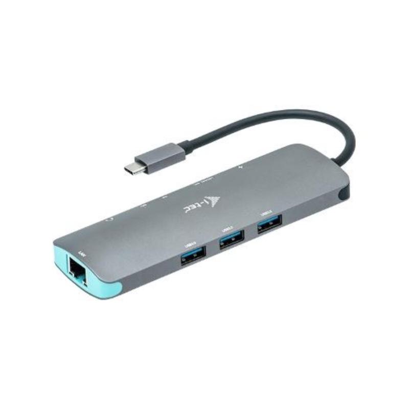 I-tec c31nanodocklanpd nano docking station metallo usb-c 4k 1x hdmi 1x ethernet glan 3x usb 3.0 1x sd/microsd 1x audio power delivery 100w grigio