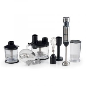 Ariete 898 4 blades multiprep frullatore ad immersione 7 in 1 1.000 w 10 velocita“ + turbo 4 lame in acciaio inox funzione tritatutto completo di accesori silver