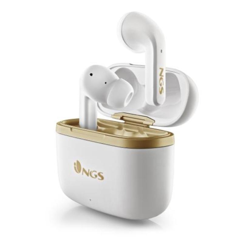 Ngs artica trophy cuffie auricolari con microfono in-ear bluetooth tws anc touch con custodia di ricarica bianco