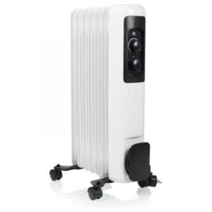 Tristar ka?5177 – termoconvettore elettrico a olio da pavimento, potenza 1?500?w, 3 livelli di calore, termostato regolabile, protezione antigelo e anti-ribaltamento, bianco-nero