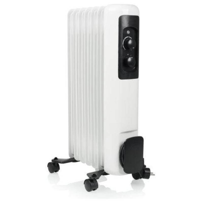 Tristar ka?5177 - termoconvettore elettrico a olio da pavimento, potenza 1?500?w, 3 livelli di calore, termostato regolabile, protezione antigelo e anti-ribaltamento, bianco-nero