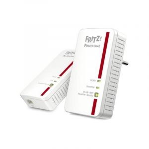 Avm fritz powerline 1240e wlan set adattatore ethernet rete elettrica 1 porta lan rj-45 wi-fi 300mbps colore bianco/rosso