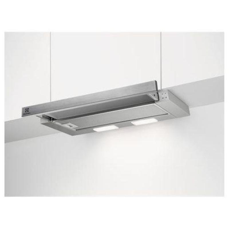 Electrolux serie 300 ledlights lfp226s cappa estraibile 60 cm regolazione a 3 velocita` 60 cm 2 luci led modalita` filtrante o aspirante filtri in metallo lavabili colore grigio