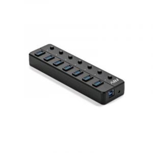 Adj 143-00024 hub usb 3.1 7 porte seven fast charging compatibile 1.0 2.0 nero