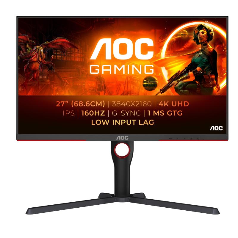 Aoc gaming u27g3x 27 led ips ultra hd 4k 3840 x 2160 16:9 contrasto 1000:1 - 1 ms 160hz g-sync usb 2 x hdmi 2 x displayport nero rosso