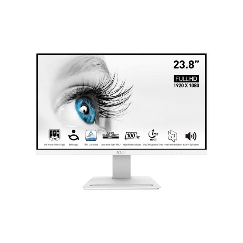 Msi pro mp243xw 23.8 led full hd ips 16:9 300 cd/mq 1 ms 1000:1 100hz freesync 1 x hdmi 1 x displayport bianco