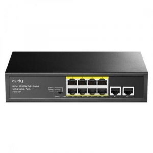 Switch rete 8 porte poe + 2 porte uplink 10/100mbps 120w (fs1010p)