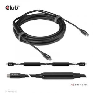 Club3d cavo usb type-c 3.2 gen 2 m-m 5 mt supporta fino a 10gbps/8k 60hz/60watt black