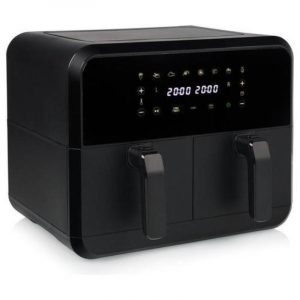 Princess 182068 double basket airfryer – friggitrice ad aria 8 l, 2400 w, 8 programmi preimpostati, display led, tecnologia a doppio cestello, nero