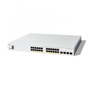 Cisco catalyst 1200-24fp-4g switch gestito l3 24 x 10/100/1000 (poe+) + 4 x gigabit ethernet sfp poe+ (375 w) montabile su rack bianco