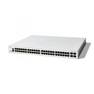 Cisco catalyst 1300-48t-4g switch gestito l3 – 48 x 10/100/1000base-t + 4 x 10 gigabit sfp+ montabile su rack bianco