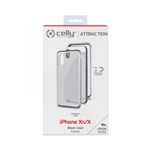 Celly Attraction - iPhone Xs/X custodia per cellulare 14.7 cm (5.8") Cover Argento, Trasparente