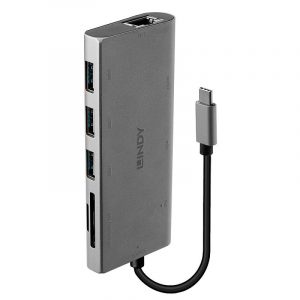 Lindy 43278 hub di interfaccia USB 3.2 Gen 1 (3.1 1) Type-C 5000 Mbit/s Grigio