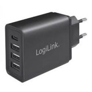 LOGILINK CARICABATTERIE USB CON 3 PORTE USB "A" E UNA PORTA USB-C 27 WATT