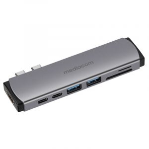 Mediacom MD-M201 replicatore di porte e docking station per laptop Cablato USB 3.2 Gen 1 (3.1 1) Type-C Alluminio