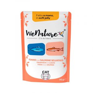 WeNature Tonno con Salmone Selvatico Soft Jelly in Busta per Gatti Peso Confezione 70 g – KIT 12x