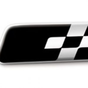 KIT DA 2 BADGE SPORT NERO FONDO BIANCO PER FIAT 500 ORIGINALI