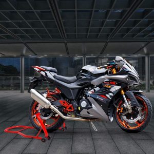 Costway Cavalletto posteriore per moto regolabile con piastre, Cavalletto per moto universale Rosso