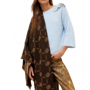 Stola LIU JO con logo jacquard art.2F2031 LIU JO TU Nero Acrilico Cina 8057590328986