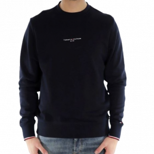 Felpa TOMMY HILFIGER SCRITTA FRONTALE art. MW0MW33640 S TOMMY HILFIGER Blu Cotone Turchia 8720645682967
