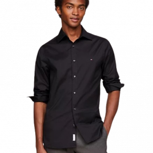 Camicia TOMMY HILFIGER SLIM FIT IN TESSUTO FLEX art. MW0MW35144 S TOMMY HILFIGER Nero Cotone Bangladesh 8720645733072